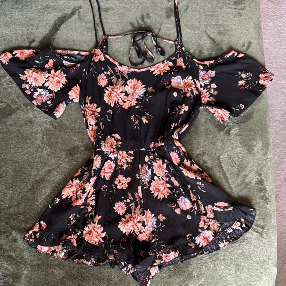 Floral Black Romper